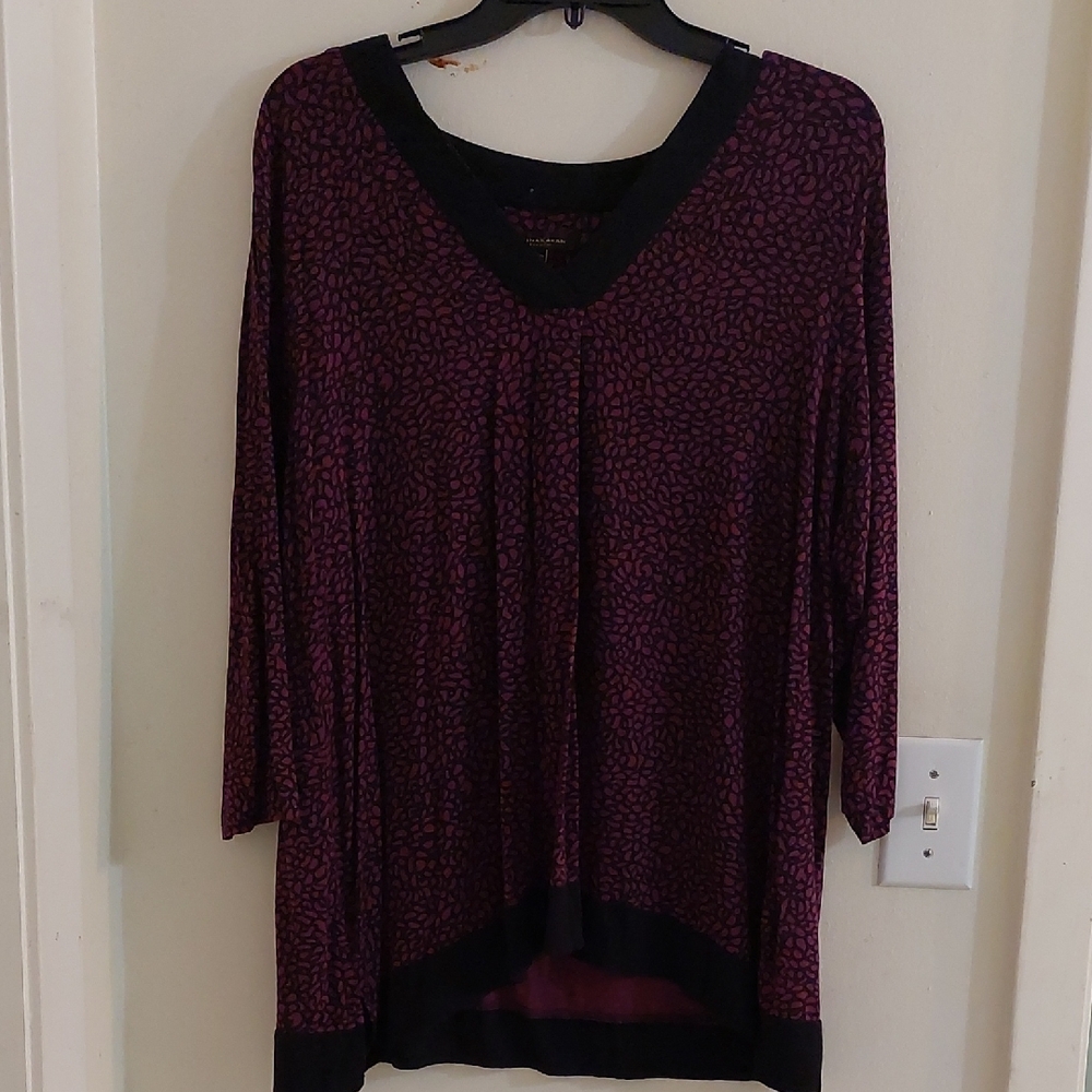 Donna Karan Red and Purple 3/4 Sleeve Oversized Tunic